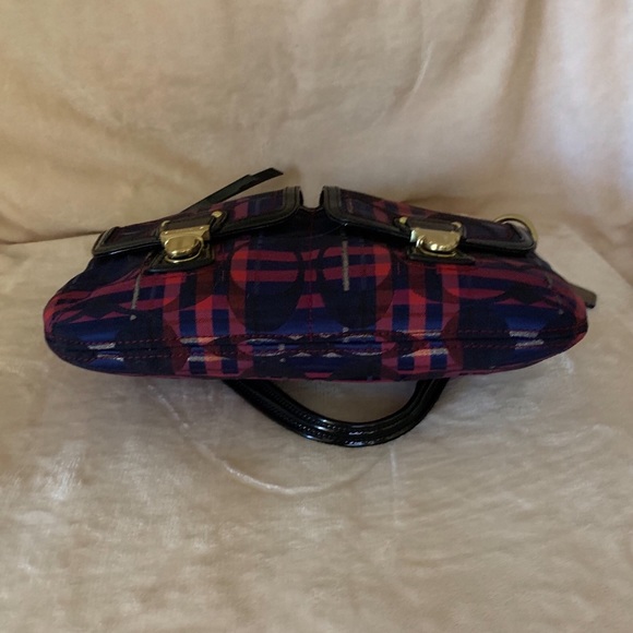 Coach Poppy Tartan Hippie Navy Blue Shoulder Bag - Picture 5 of 7